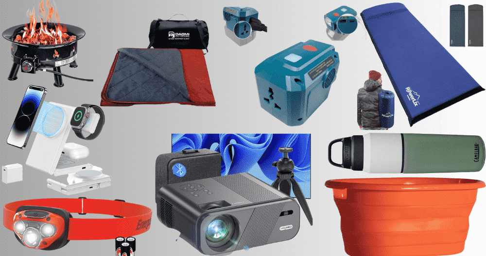 Multi functional camping gadgets and tools.